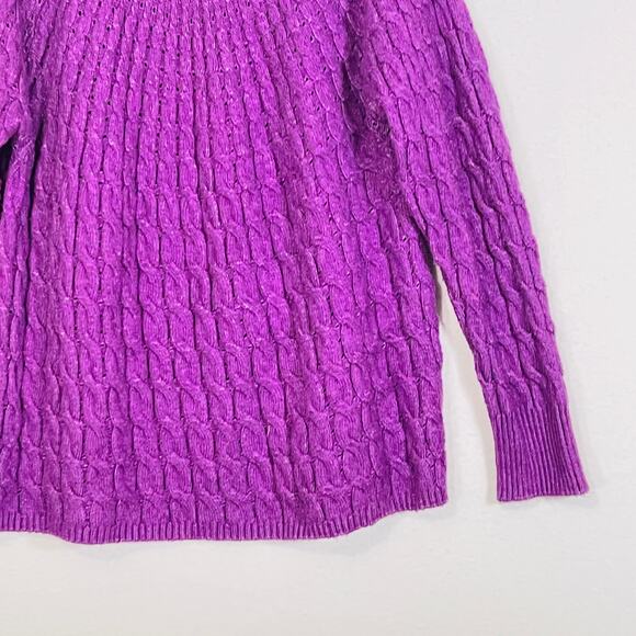 Lane Bryant Sweater Womens Plus 18/20 Purple Soft Cable Knit Long Sleeve - Picture 5 of 7